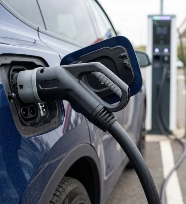 Charging cable plugged into car