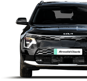 Front view of black KIA E-Niro
