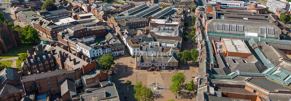 Aerial view of Carisle city center